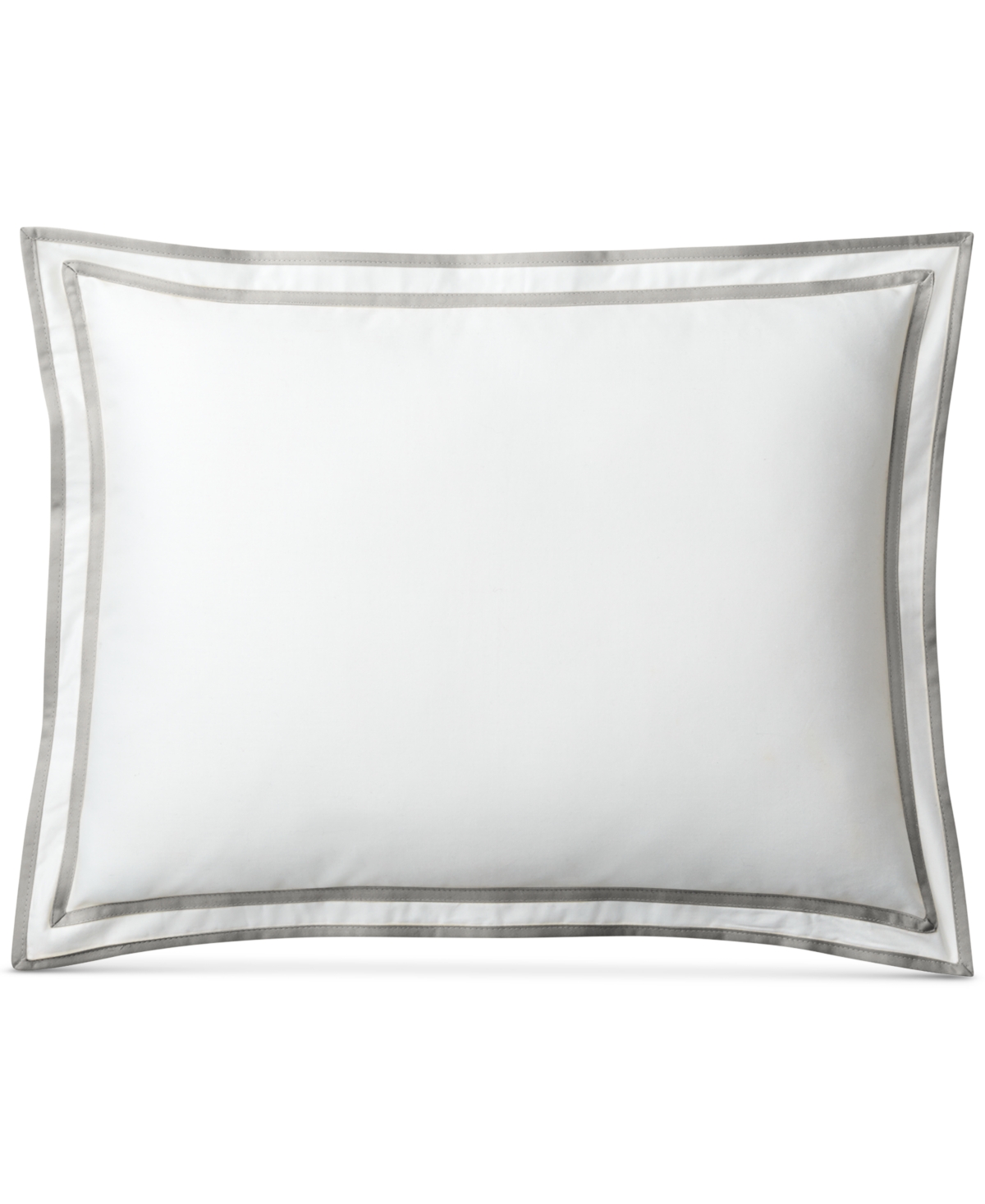 Ralph Lauren Spencer Sateen Border Decorative Pillow, 12" X 16" In White  Stone Grey
