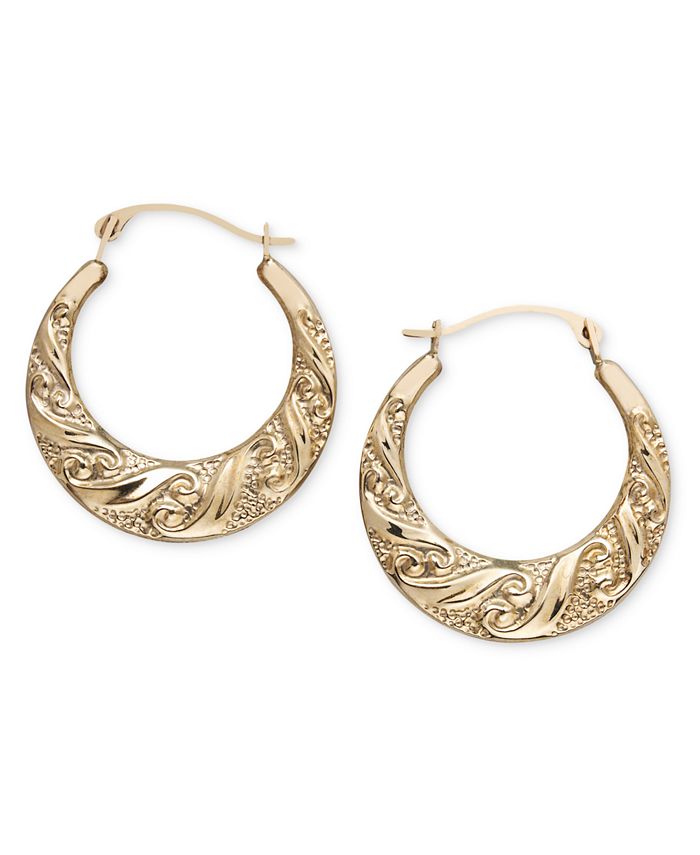 Diamond Fascination 10k Gold Scroll Hoop Earrings - Macy's