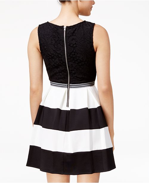 Speechless Juniors Lace Colorblocked Fit Flare Dress A Macy S