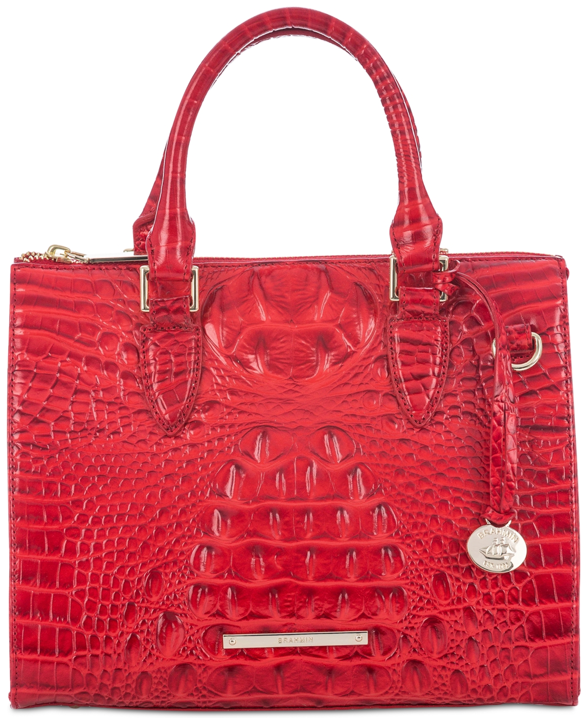 Brahmin Anywhere Convertible Melbourne Embossed Leather Satchel In Carnation,gold,created For Macy's