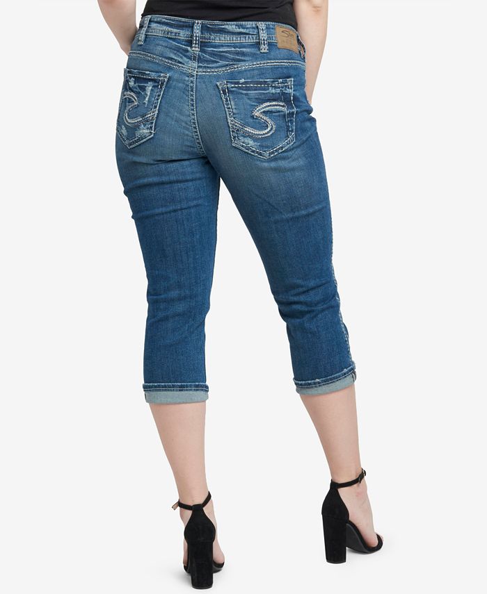 Silver Jeans Co. Plus Size Suki Ripped Capri Jeans - Macy's