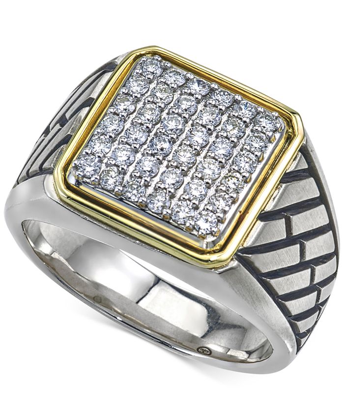 Esquire Men's Jewelry Diamond Two-Tone Ring (3/4 ct. t.w.) in Sterling ...
