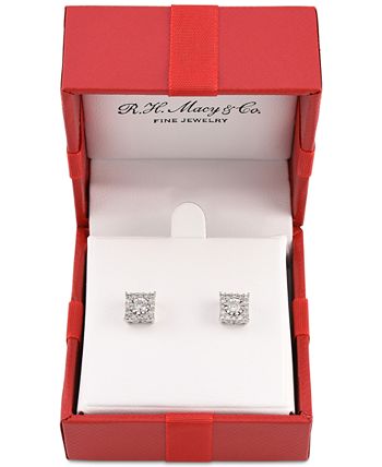 Macy's - Diamond Square Cluster Stud Earrings in 14k Gold