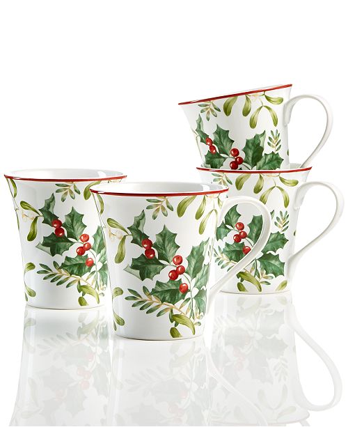 222 Fifth Christmas Foliage 4Pc. Mug Set & Reviews Dinnerware