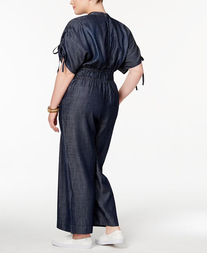 Melissa McCarthy Seven7 Trendy Plus Size Cotton Chambray Jumpsuit - Macy's