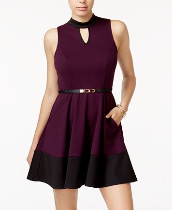 Juniors Gigi Belted A-line Dress