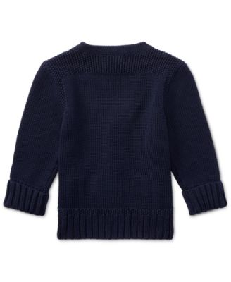 Baby Boys Combed Cotton V-Neck Cardigan