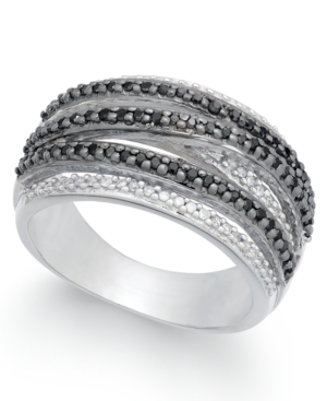 image of Diamond Weave-Style Statement Ring (1/2 ct. t.w.) in Sterling Silver