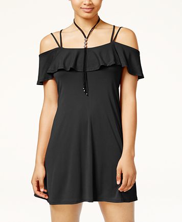 AR Juniors' Ruffled Cold Shoulder Dress