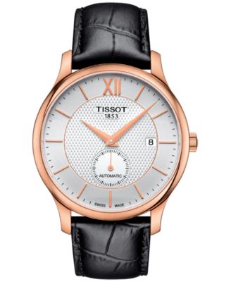 Tissot Men's Swiss Automatic Tradition Black Leather Strap Watch 40mm \u0026  Reviews - All Fine Jewelry - Jewelry \u0026 Watches - Macy's