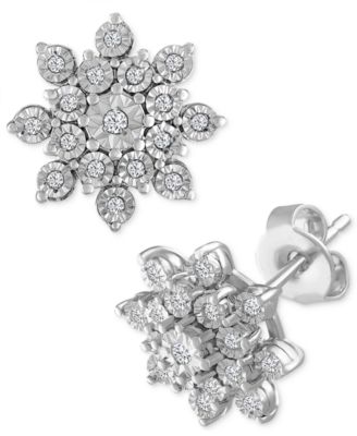 diamond flower stud earrings macys