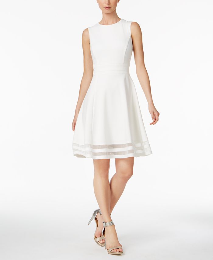 Calvin Klein Illusion-Trim Fit & Flare Dress, Regular & Petite & Reviews -  Dresses - Women - Macy's