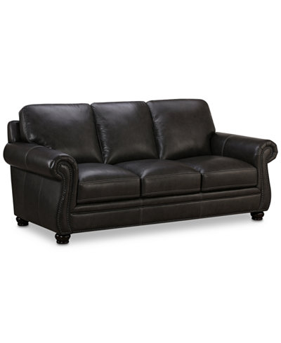 Roselake 87&quot; Leather Sofa, Created for Macy&#39;s - Furniture - Macy&#39;s
