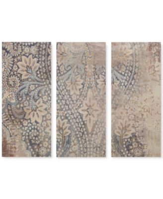 Madison Park - Weathered Damask Walls 3-Pc. Linen Canvas Print Set