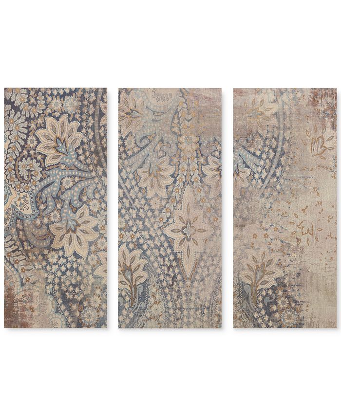Madison Park - Weathered Damask Walls 3-Pc. Linen Canvas Print Set