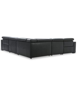 Nevio 5-Pc. Leather "L" Shaped Sectional with 2 Power Recliners with Articulating Headrests, Created for Macy's