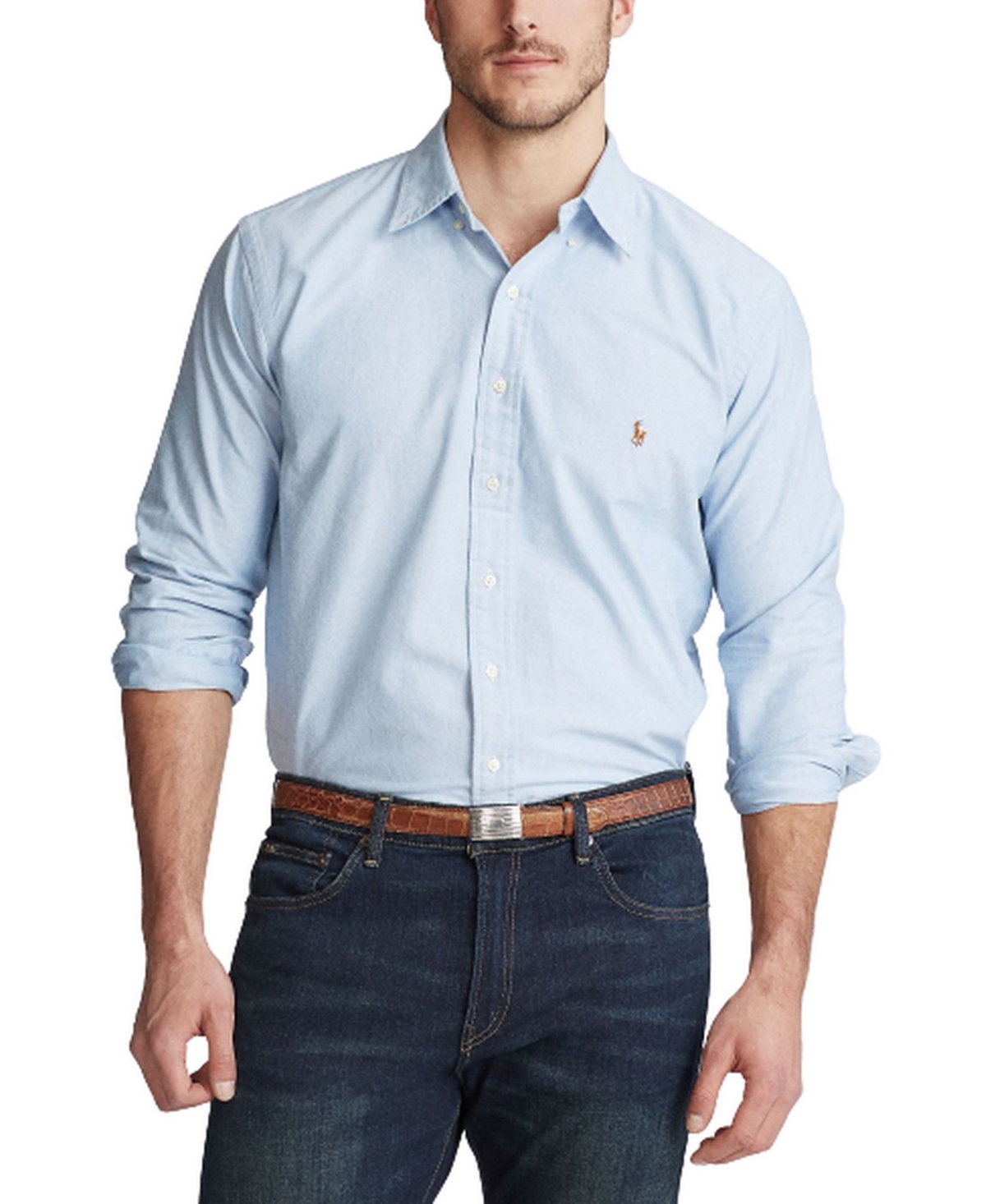 Polo Ralph Lauren Men's Big & Tall Classic Fit Long-Sleeve Oxford Shirt - Blue