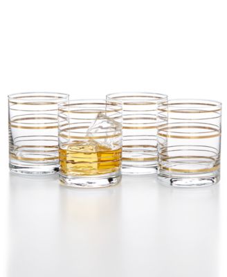 Martha Stewart Collection - Gold & Silver Set of 4 Rocks Glasses