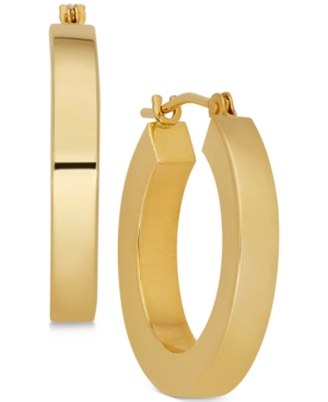 image of Polished Chunky Flat-Edge Tube Hoop Earrings in 14k Gold