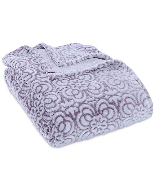 Berkshire VelvetLoft® Tipped Floral Plush Blanket & Reviews - Blankets ...
