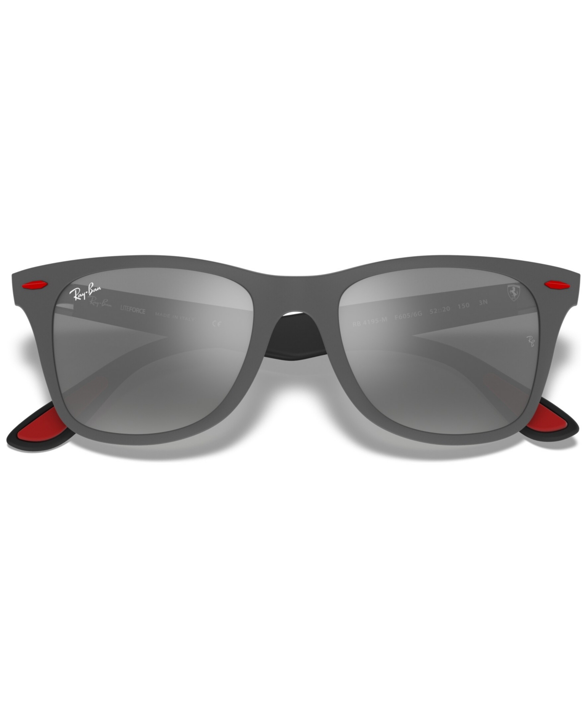 Shop Ray Ban Men's Sunglasses, Rb4195m Scuderia Ferrari Collection 52 In Matte Grey,grey Mirror