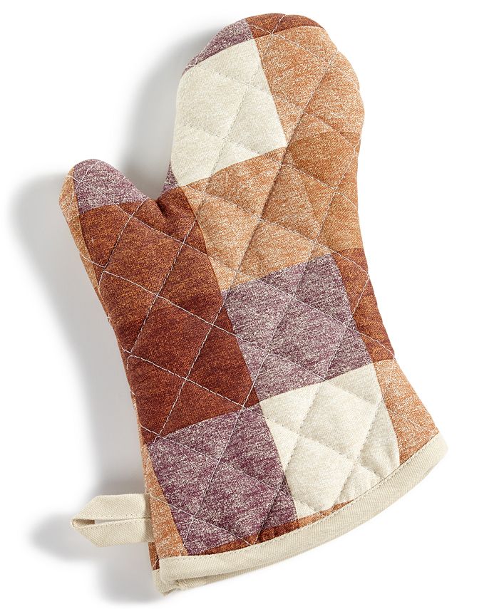Martha Stewart Collection Cotton Butcher Block Checked Oven Mitt