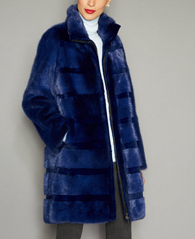 The Fur Vault Striped Mink Fur Coat