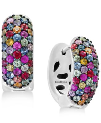 EFFY Collection - Multicolor Sapphire Hoop Earrings (2-1/4 ct. t.w.) in Sterling Silver