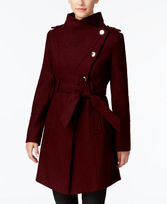 GUESS Asymmetrical Belted Walker Coat & Reviews - Coats & Jackets ...