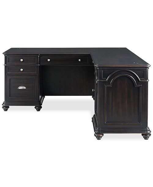 Furniture Clinton Hill Ebony Home Office LShaped Desk, Created for