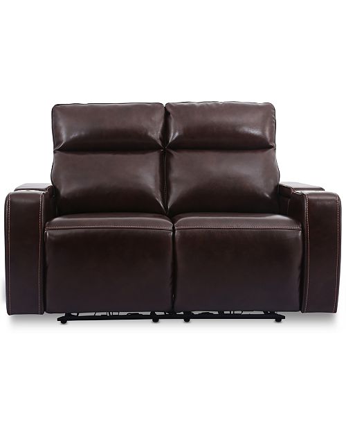 Furniture Oaklyn 61" Leather Loveseat With Power Recliners, Power