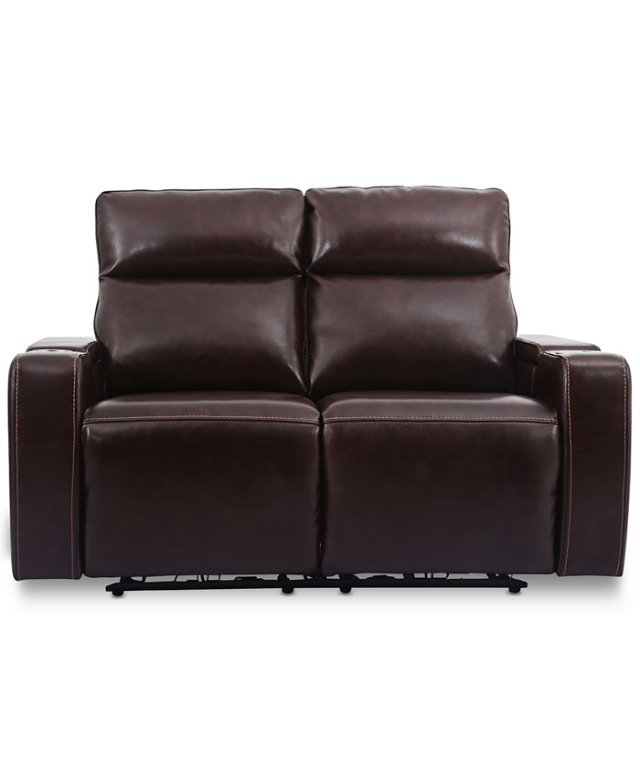 Furniture Oaklyn 61" Leather Loveseat With Power Recliners, Power