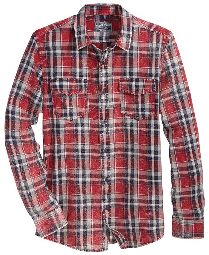 American Rag Men's Distressed Plaid Shirt, Created for Macy's & Reviews ...