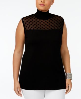 August Silk - Plus Size Mock-Neck Illusion Sweater