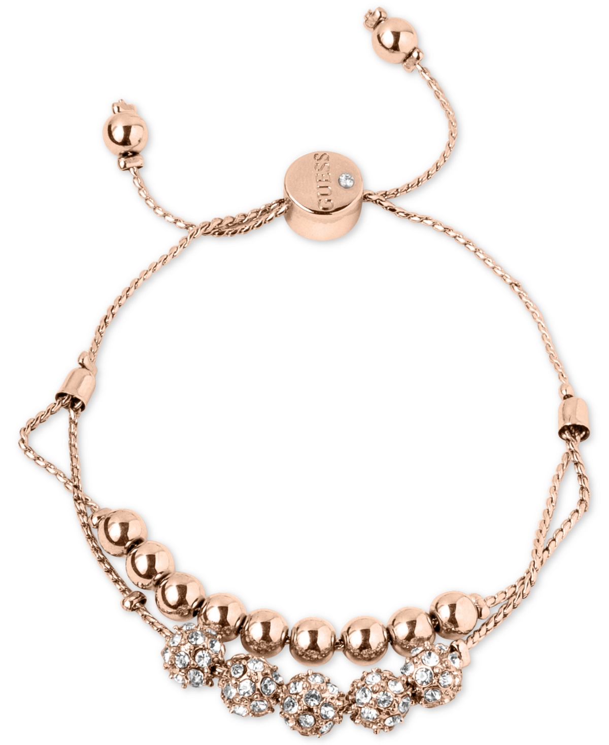 Pave Beaded Double-Row Slider Bracelet - Gold