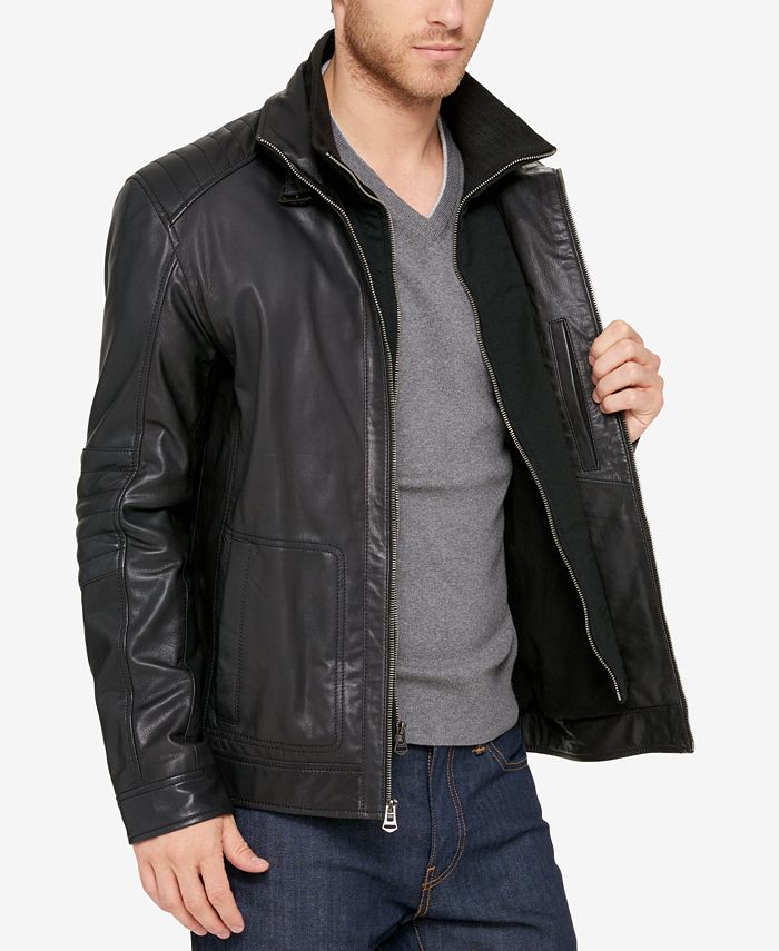 Cole Haan Men's Leather Bomber Jacket - Macy's