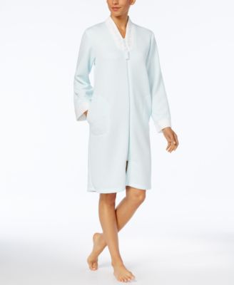 Miss Elaine - Embroidery-Trimmed Zip-Front Robe