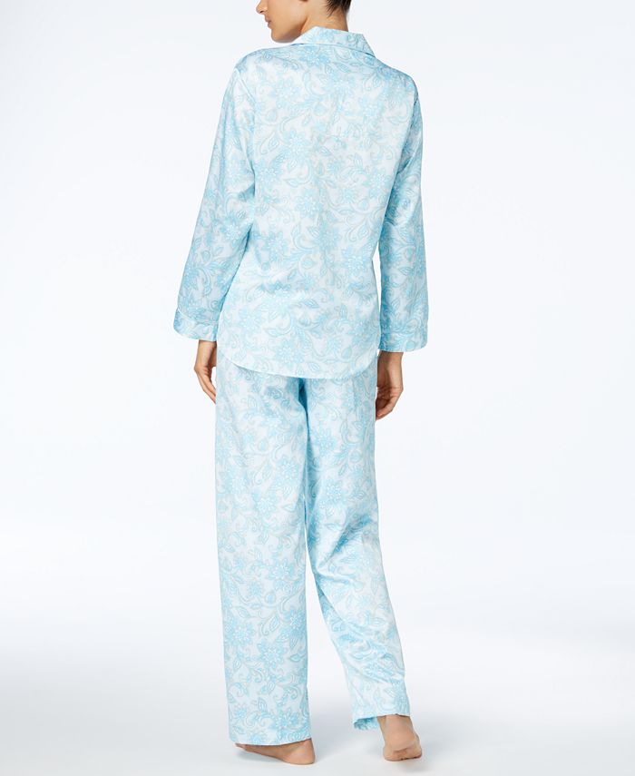 Miss Elaine Printed Brushed Back Satin Pajama Set - Macy's
