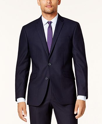 Kenneth Cole Reaction Men's Ready Flex Navy Shadow Check Slim-Fit Suit ...