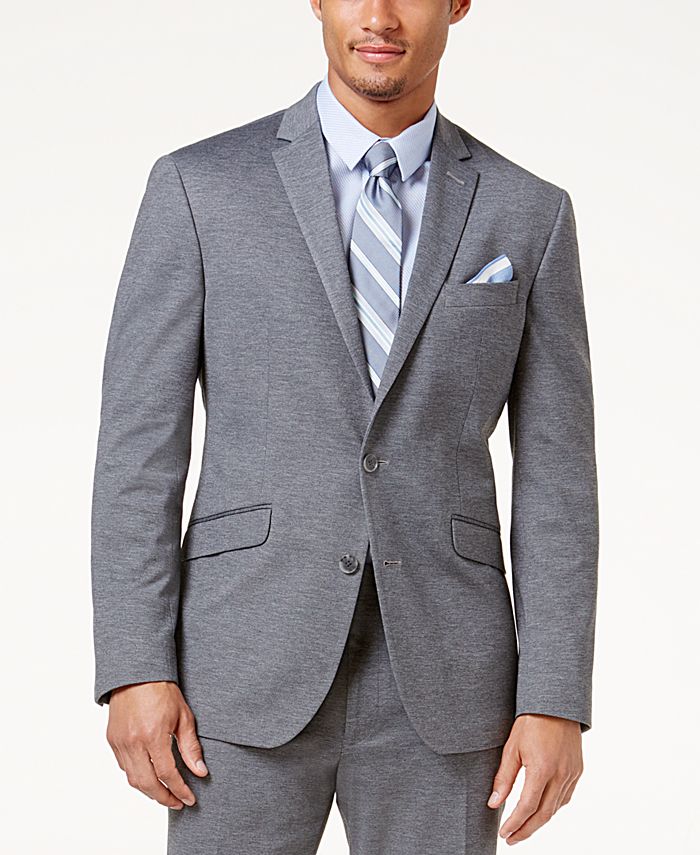 Kenneth Cole Reaction Men's Slim-Fit Medium-Gray Knit Ready Flex Suit ...