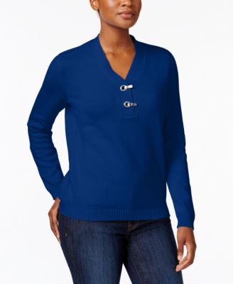 Karen Scott - Petite Cotton Henley Sweater