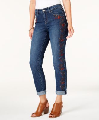Style & Co - Embroidered Boyfriend Jeans