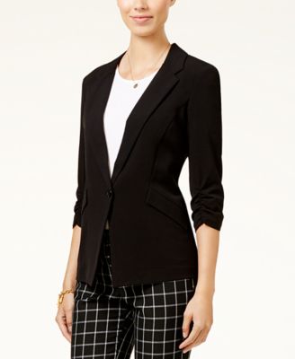 BCX - Juniors' Ruched-Sleeve Button-Front Blazer