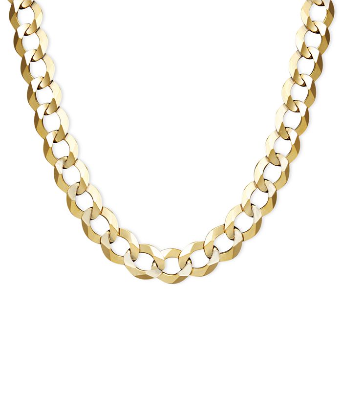 22 Men's Curb Chain Necklace (7mm) in Solid 14k Gold