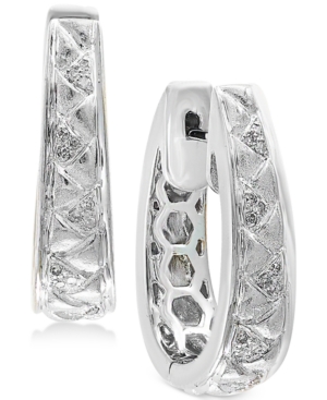 image of Balissima by Effy Diamond (1/8 ct. t.w.) Oval Hoop Earrings in Sterling Silver