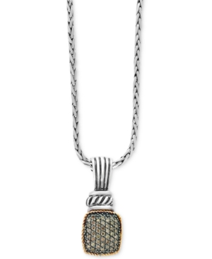 image of Balissima by Effy Diamond Pave Cluster Pendant Necklace (1/3 ct. t.w.) in Sterling Silver & 18k Gold