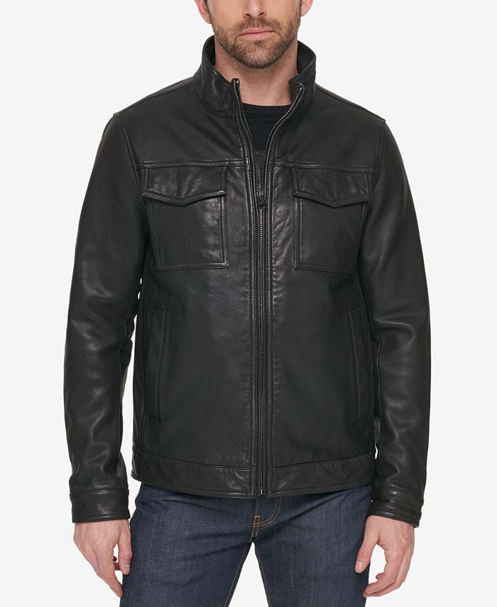 Tommy Hilfiger Men's Leather Bomber Jacket - Macy's