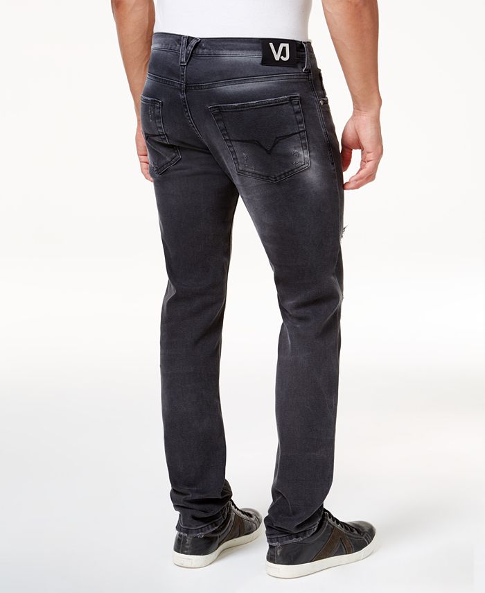 Versace Jeans Men's Ripped Black Stretch Jeans - Macy's