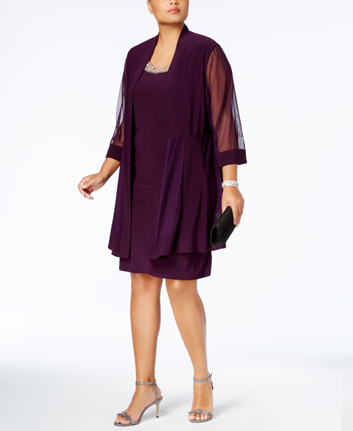 R & M RICHARDS PLUS SIZE SHIFT DRESS AND JACKET