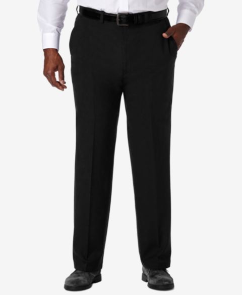 Мужские брюки Haggar Big & Tall Cool 18® PRO Classic-Fit Expandable Waist Flat Front Stretch Dress Pants, цвет: Чёрный